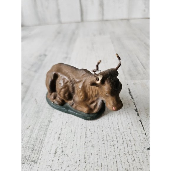 Vintage cow paper mache nativity xmas statue figurine religious decor - Picture 1 of 8